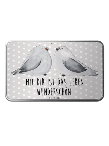 Mr. & Mrs. Panda Geschenkartikel Turteltauben Liebe mit Spruch in Grau Pastell