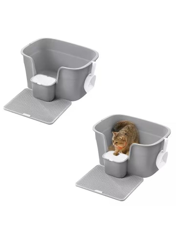 Feandrea 2er-Set: Katzentoilette in Taubengrau - (B)76 x (H)33 x (T)64 cm