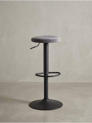 KADIMA DESIGN Barhocker Samt Dunkelgrau Hocker ohne Lehne 58 - 79 cm in Grau