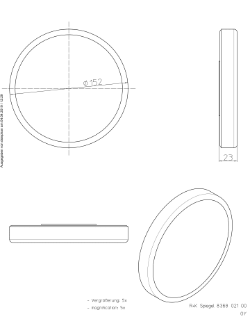 Frasco Klebespiegel mit 3 oder 5-fach-Vergrößerung, Ø 152/203 mm