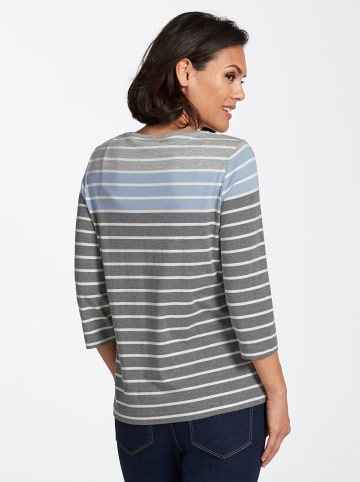 WITT WEIDEN Shirt in anthrazit-eisblau-gestreift