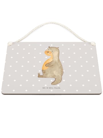 Mr. & Mrs. Panda Schild mit Spruch Otter Bauch ohne Spruch in Grau Pastell