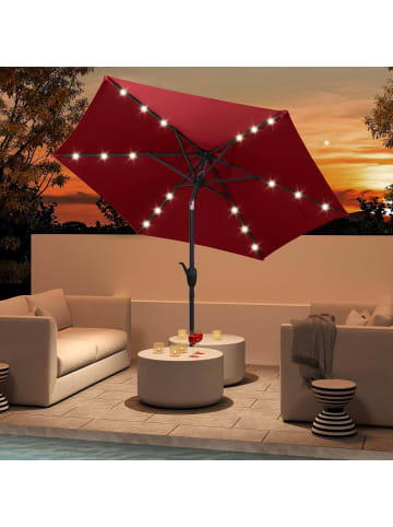 COSTWAY Sonnenschirm 230 cm mit LED in Rot