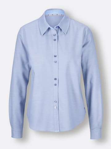 creation L Modal-Baumwoll-Bluse in taubenblau-ecru-meliert