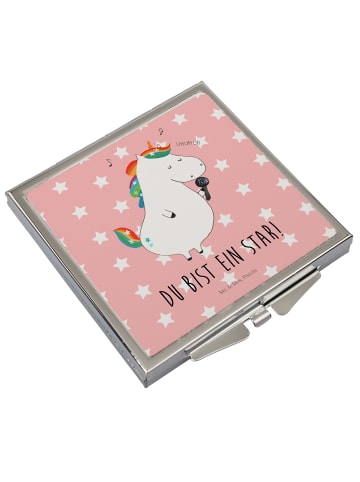 Mr. & Mrs. Panda Kleiner Spiegel Einhorn Sänger mit Spruch in Rot Pastell