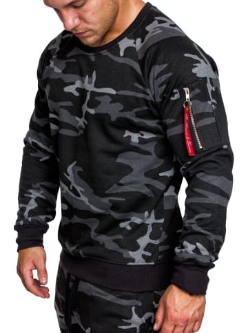 Amaci&Sons Sweatshirt AURORA in Camouflage Schwarz