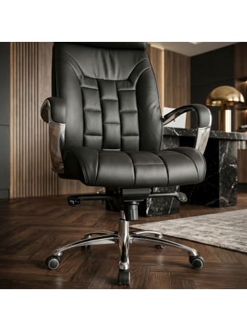 KADIMA DESIGN Bürostuhl Echtleder bis 120kg Schreibtischstuhl Wippfunktion