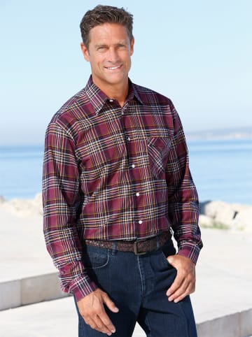 WITT WEIDEN Langarm-Hemd in bordeaux-kariert