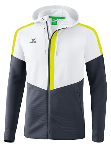 erima Squad Trainingsjacke mit Kapuze in weiss/slate grey/bio lime