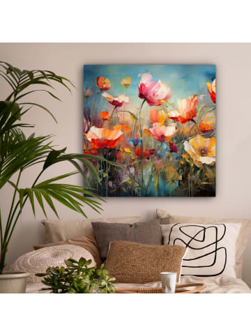 MuchoWow Leinwand Bilder Bunte Blumen
