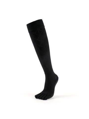 MUNADUNA Lange Yoga-/Pilates-Zehensocken – Rauten-Netzstruktur Anti-Rutsch in Schwarz