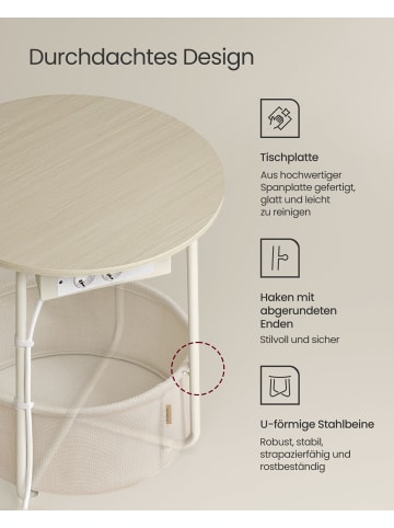 VASAGLE Beistelltisch Lilea in Beige-Weiß - (B)45 x (H)50 x (T)45 cm
