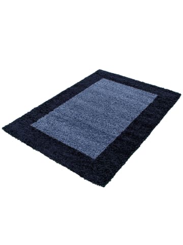 KADIMA DESIGN Teppich Hochflor einfarbig mit Bordüre Polypropylen Wohnzimmer in Marineblau
