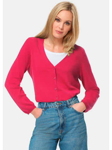 GOLDNER Kaschmir-Strickjacke mit V-Ausschnitt in pink