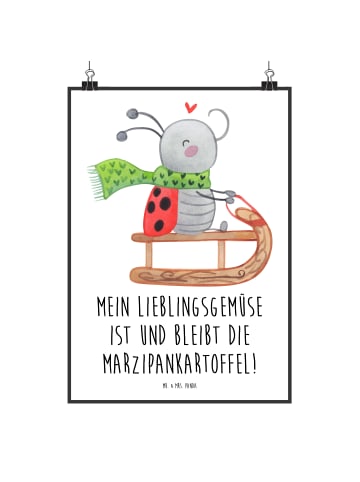 Mr. & Mrs. Panda Poster Smörle Rodeln mit Spruch in Weiß