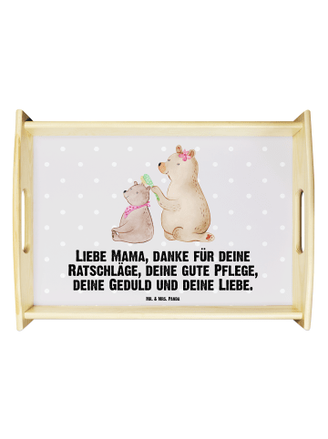 Mr. & Mrs. Panda Servierplatte Holz Bär Kind mit Spruch in Grau Pastell