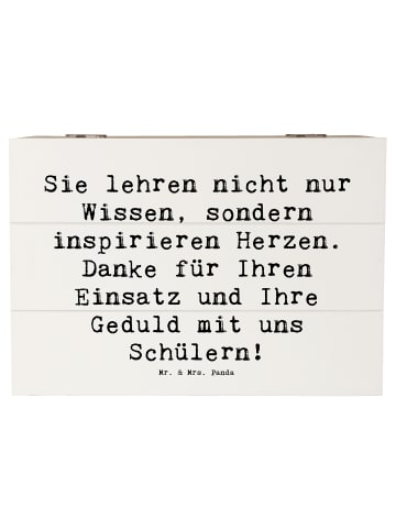 Mr. & Mrs. Panda Holzbox mit Deckel Spruch Danke Lehrer mit Spruch in Weiß