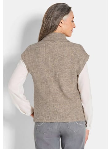 GOLDNER Melierte Weste mit Reißverschluss in taupe