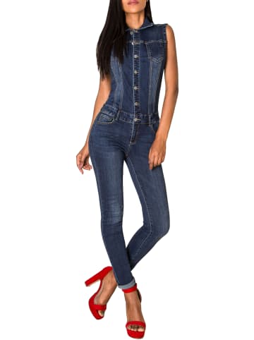 Nina Carter Jeans Overall Jumpsuit Hosenanzug Einteiler in Dunkelblau