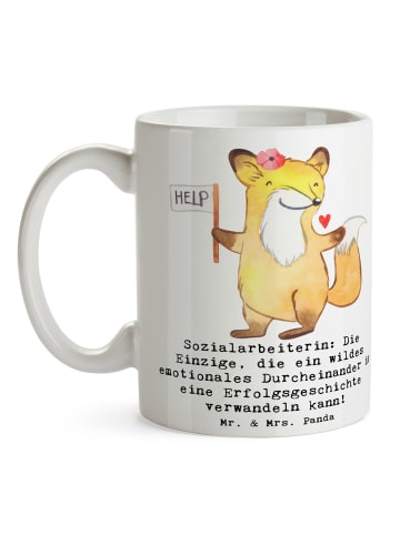 Mr. & Mrs. Panda Kaffeebecher Sozialarbeiterin Erfolg mit Spruch in Weiß