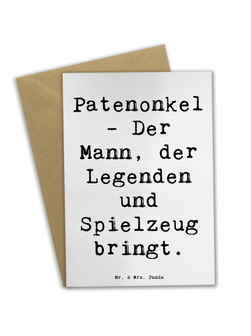 Mr. & Mrs. Panda Grußkarte Patenonkel Geschenk mit Spruch in Weiß