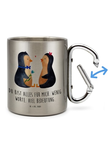 Mr. & Mrs. Panda Thermobecher Pinguin Pärchen mit Spruch in Silber