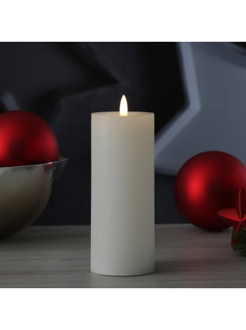 Adilina LED Kerze LINA Echtwachs Rustik-Optik 7x20cm in weiß