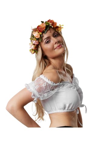 tectake Einfarbige Dirndlbluse mit hohem Tragekomfort, weiß