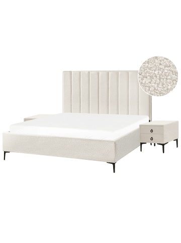 Beliani 4-tlg Schlafzimmer Set SEZANNE in Weiß/Schwarz 190x215x142 cm