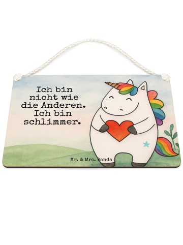 Mr. & Mrs. Panda holzbild Einhorn Herz Design mit Spruch in Weiß