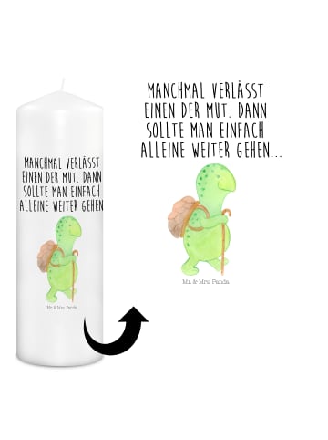 Mr. & Mrs. Panda Wachskerze Schildkröte Wanderer mit Spruch in Weiß