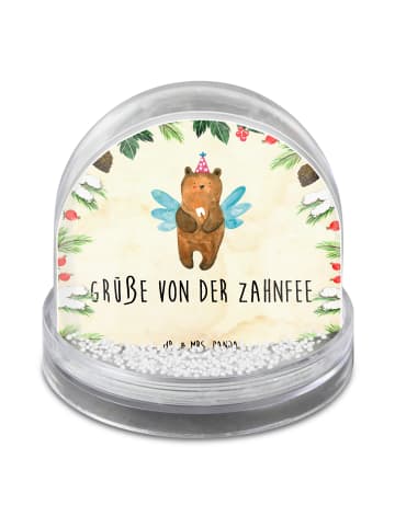 Mr. & Mrs. Panda Schneekugel Bär Zahnfee mit Spruch in Naturpapier