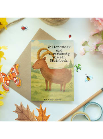 Mr. & Mrs. Panda babykarte Sternzeichen Steinbock Design mit Spruch in Weiß