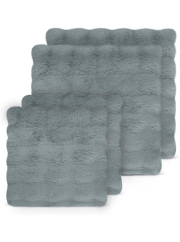Aspero 4 Kissenbezüge aus Fellimitat 2x 45x45 cm, 2x 60x60 cm Milan in Dunkelgrau