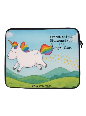 Mr. & Mrs. Panda Laptop Tasche Einhorn Happy Design mit Spruch in Weiß
