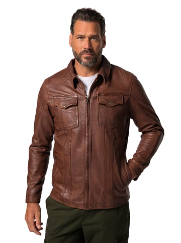 JP1880 Lederjacke in dunkelbraun