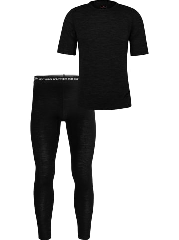 Normani Outdoor Sports Herren Merino-Set T-Shirt und Unterhose in Schwarz