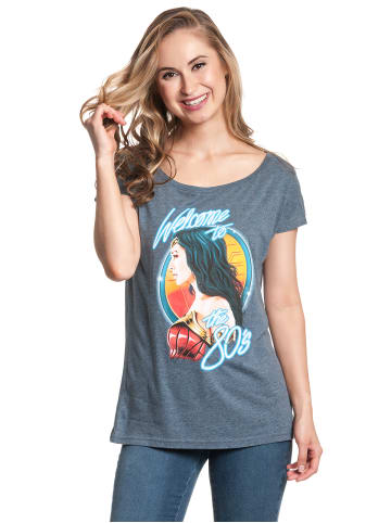 DC Loose-Shirt Wonderwoman Welcome To 80's in blau meliert