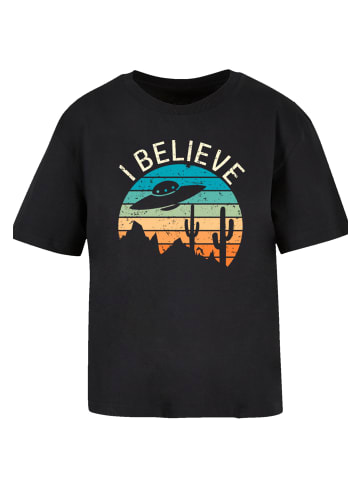 F4NT4STIC Tee I Believe UFO Alien Sonnenuntergang in schwarz