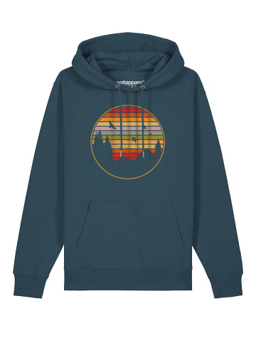 wat? Apparel Sweatshirt Sunset Berge & Tannen in Petrol