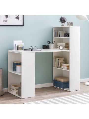 KADIMA DESIGN Schreibtisch groß – mit Regal kombiniert, variabel aufstellbar in Weiß