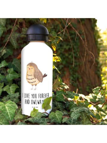 Mr. & Mrs. Panda Kindertrinkflasche Eule Zufrieden mit Spruch in Weiß