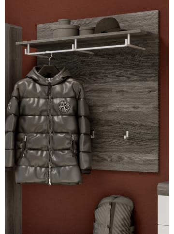 Inn.Furn Garderobenpaneel Rauchsilber grau 90 cm, Wandgarderobe mit 6 Kleiderhaken