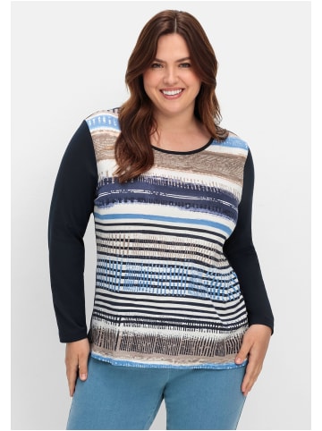 sheego Langarmshirt in marine gestreift