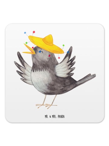 Mr. & Mrs. Panda Untersetzer Rabe Sombrero ohne Spruch in Weiß