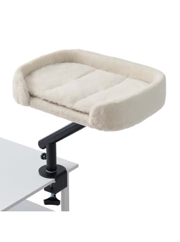 relaxdays Katzenbett "Schreibtisch" in Beige/ Schwarz - (B)44 x (H)39 x (T)33 cm