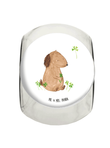 Mr. & Mrs. Panda Vorratsdose Glas Hund Kleeblatt ohne Spruch in Weiß