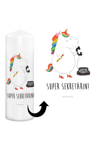 Mr. & Mrs. Panda Adventskerze Einhorn Sekretärin mit Spruch in Weiß