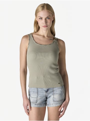 KOROSHI Damen-Tanktop mit Glitzer in khaki