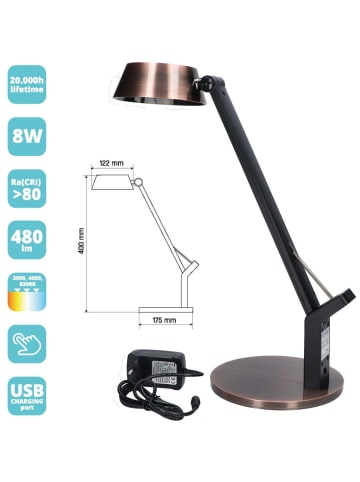 Maxcom Maxcom GlowPro 8W Dimmbare LED-Tischlampe Kupfer in Kupfer